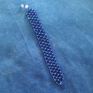 Handmade Indiginous Blue Seed Beaded Bracelet